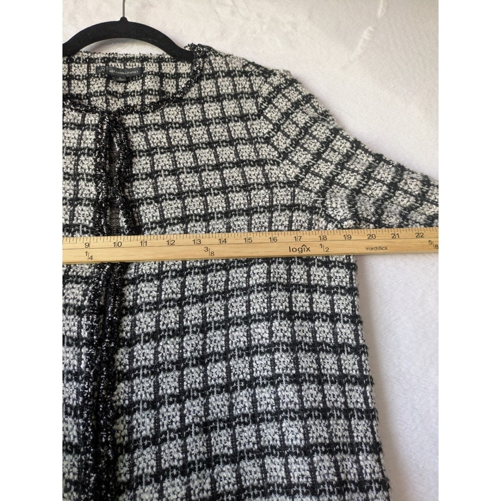 Adrianna Papell Black White Plaid Boucle Jacket Hook‎ Closure Long Sleeve Size S - Picture 3 of 12